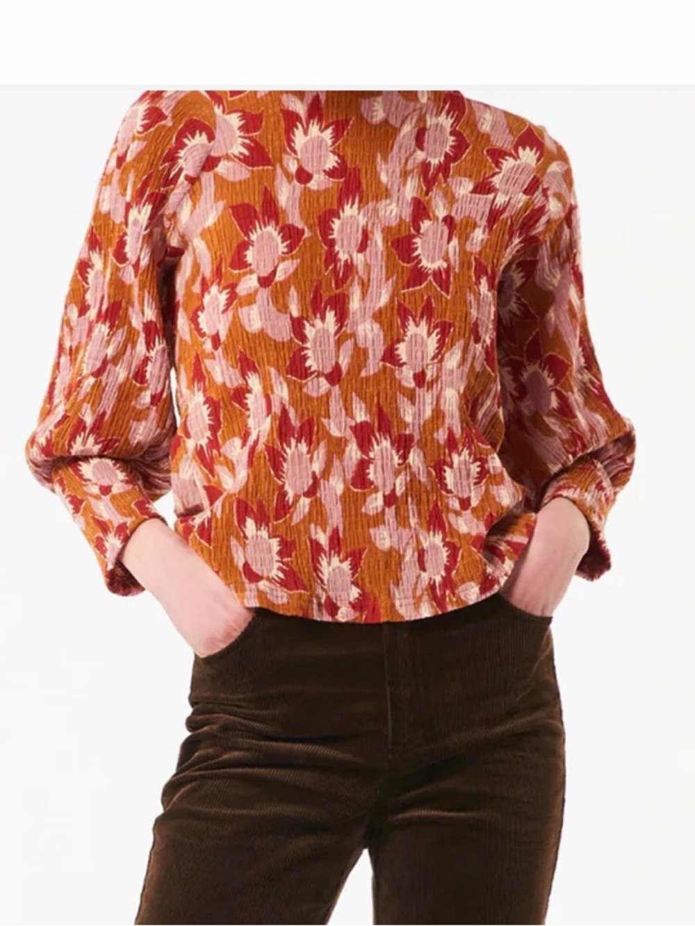 Antik Batik Floral Boatneck Tunic in Rust blouse